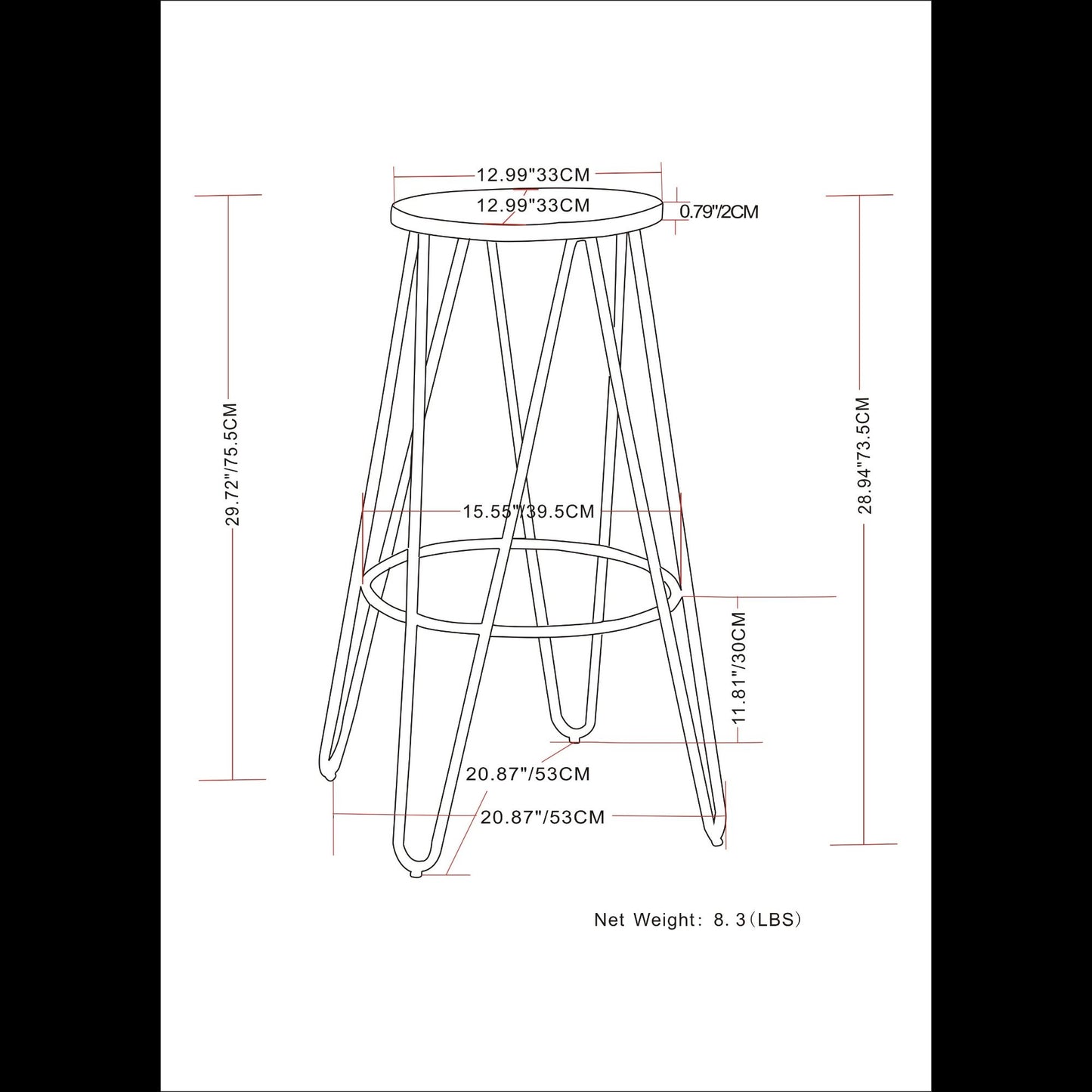 Simeon - Multifunctional Metal Stool With Wood Seat