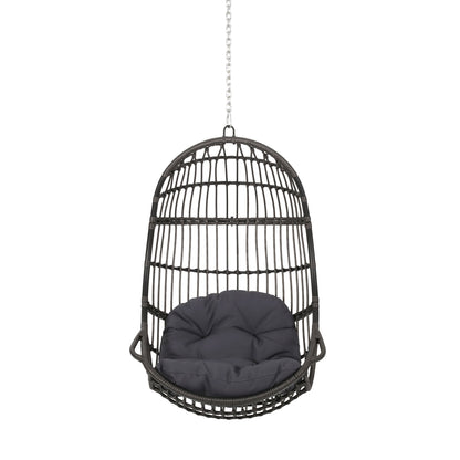 Rustic Hanging Basket Chair With Cushion
