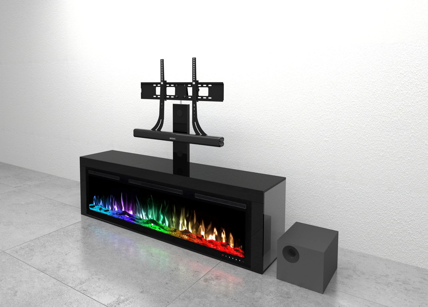 Fireplace TV Stand With Sound System For 75-80" TV's - Black
