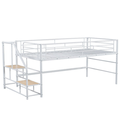 Loft Bed With Storage Stairs And Metal Frame