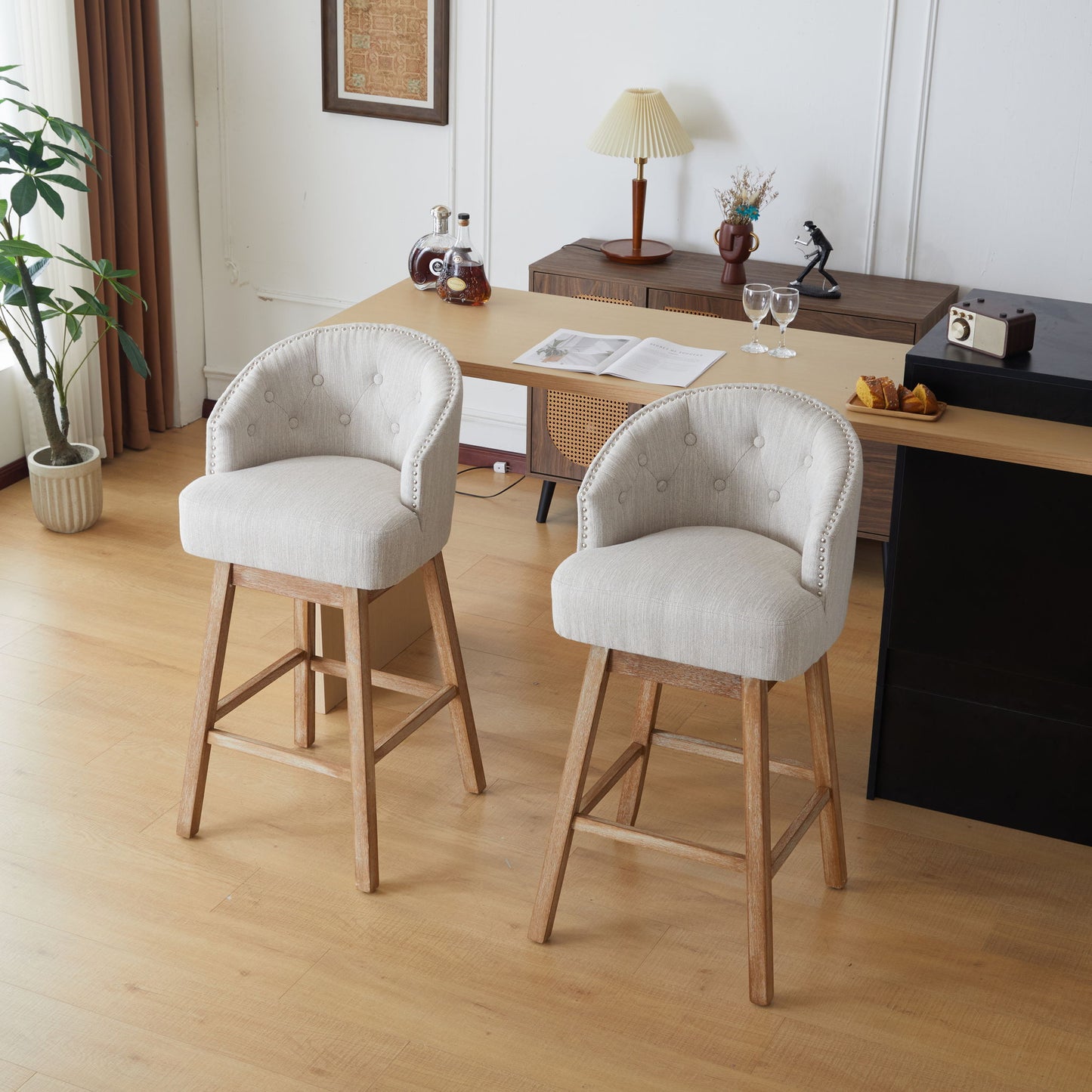 360 Degree Rotation Swivel Counter Stools (Set of 2)
