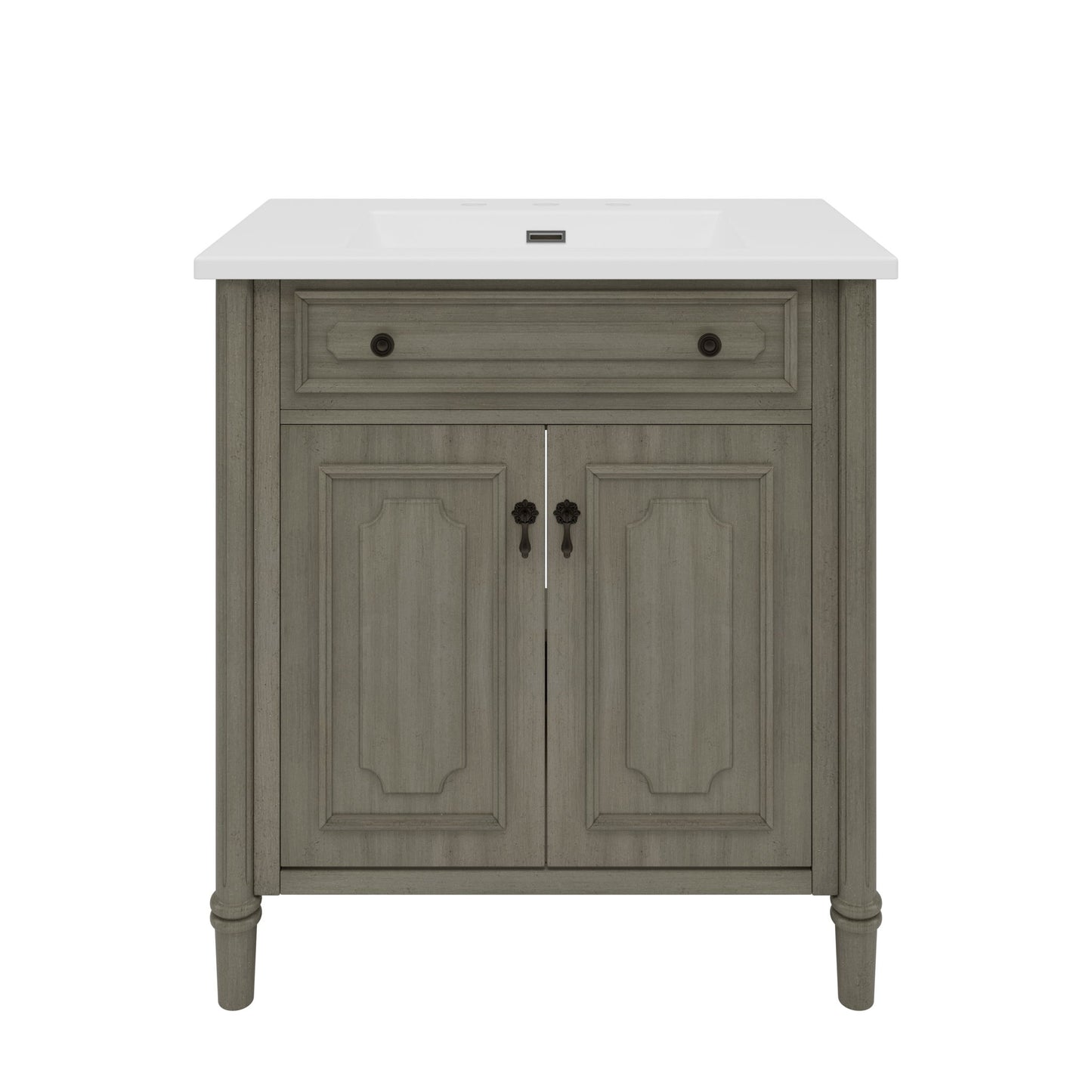 Vintage Bathroom Vanity With Sink, Rustic Cabinet With Soft Close Doors