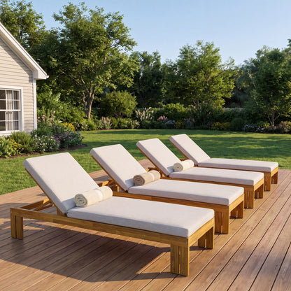 Outdoor Chaise Lounge With 5 Position Adjustable Backrest