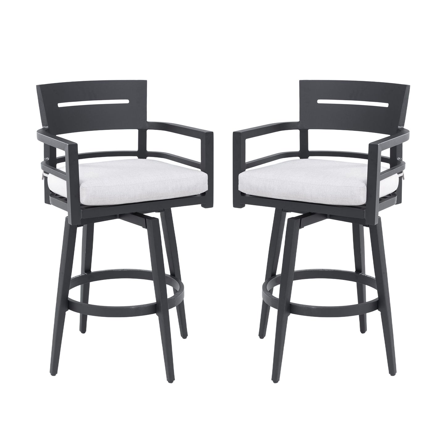 Outdoor Swivel Bar Chairs, 360 Degree Rotation, Ergonomic Backrest (Set of 2)