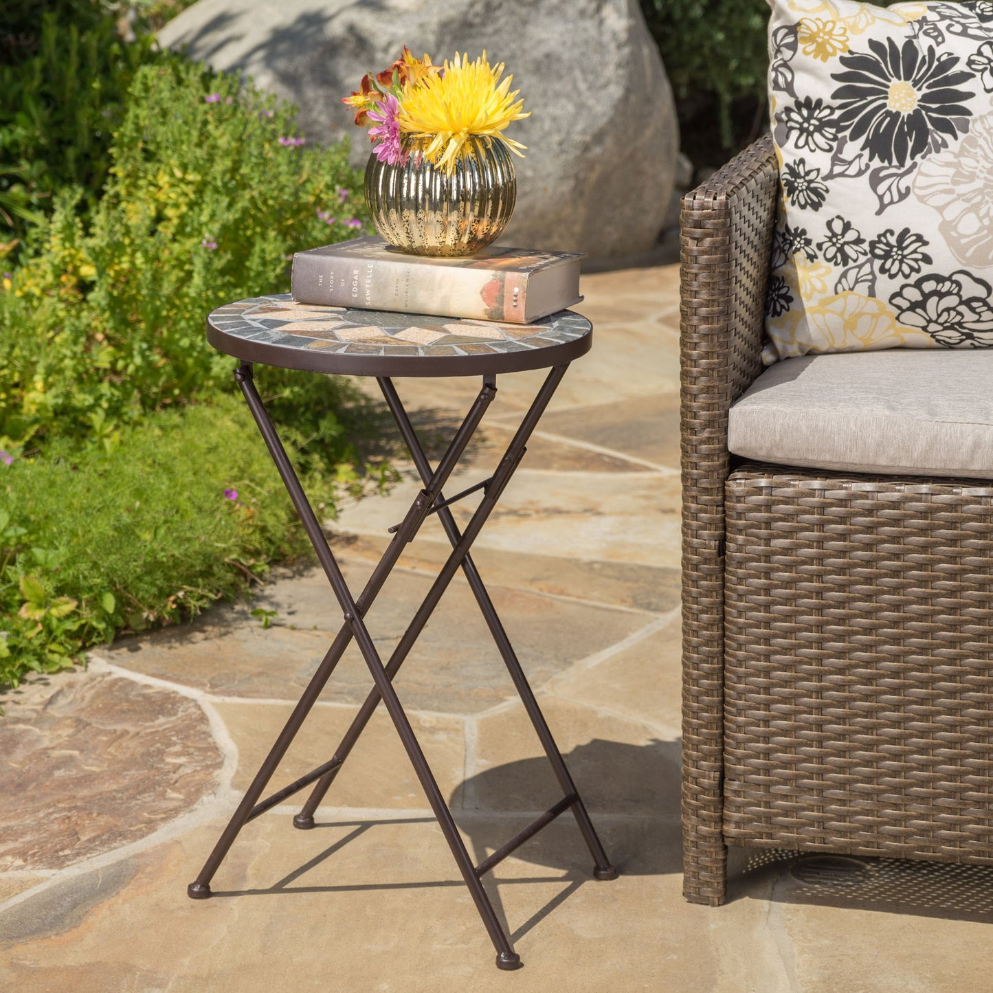 Silvester - End Table - Beige / Black