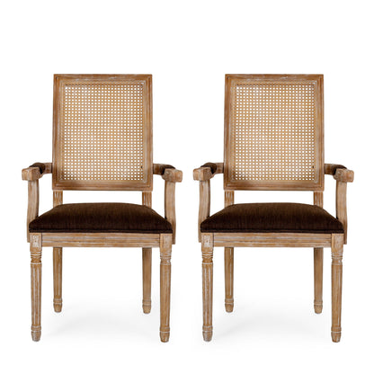 Elegant French Country Style Dining Chair With Cane Backrest
