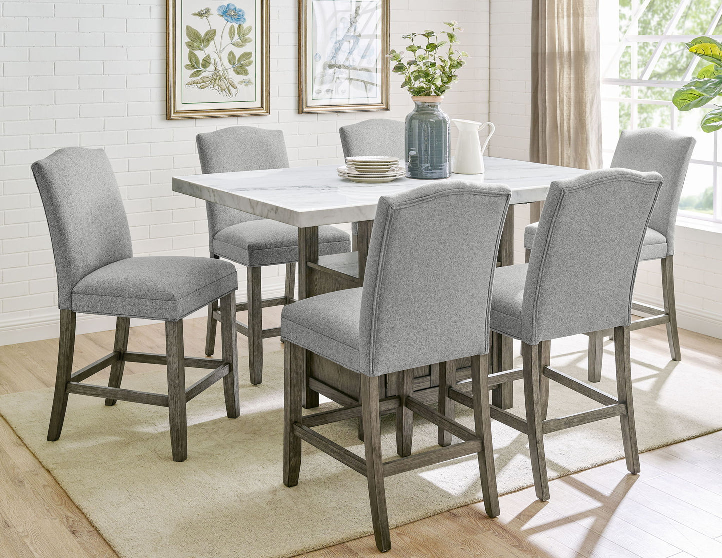 Grayson - Counter Height Set With White Top Table