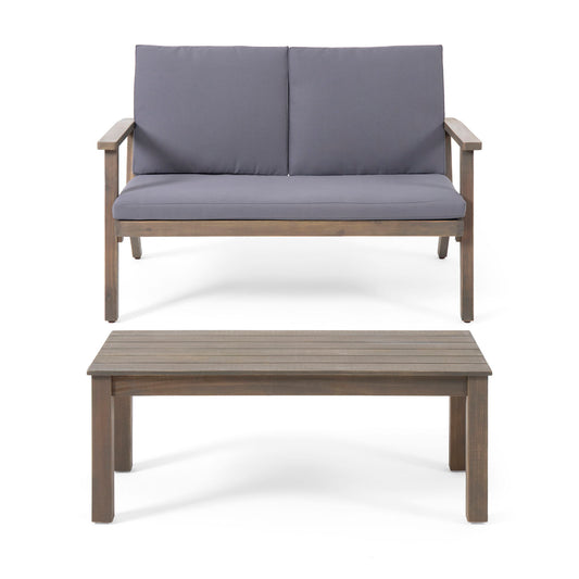 Avacyn - Outdoor Loveseat And Coffee Table Set With Cushions - Dark Gray