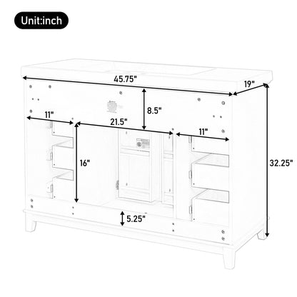 Bathroom Vanity Cabinet Only, 6 Soft Close Drawers & Double Doors - White
