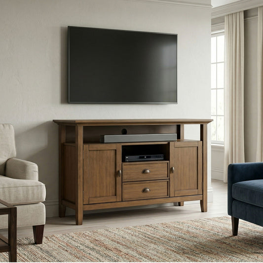 Redmond - Tall TV Media Stand - Rustic Natural Aged Brown