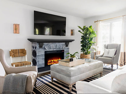 Stone Looking Fireplace Mantle Speaker System - Dark Gray