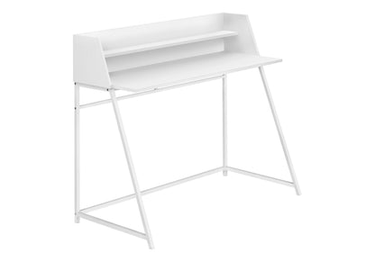 Computer Desk For Home Office, Laptop, Storage Shelves, Marble Look Contemporary & Modern