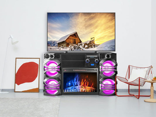 10,000 Watt Fireplace TV Stand - Black