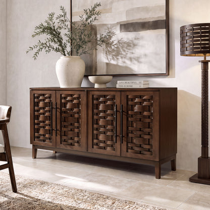 Koa - 4 Door Sideboard - Dark Brown
