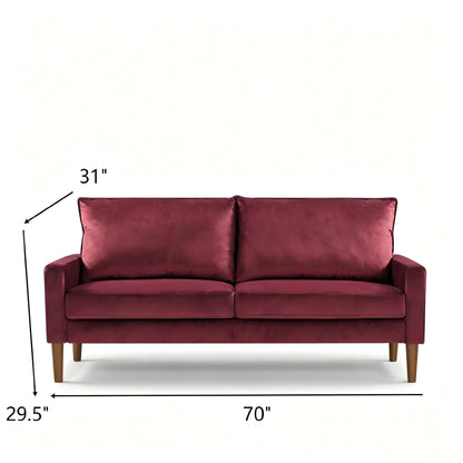Upholstered Sofa, 3 Seater Couch For Living Room - Burgundy