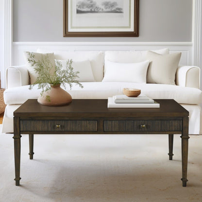 Fluted - 2 Drawer Coffee Table - Brown