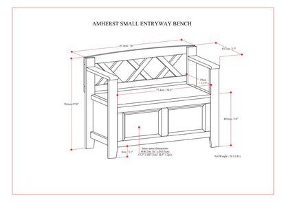 Amherst - Small Transitional Entryway Storage Bench