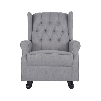 Sheila - Contemporary Fabric Tufted Wingback Rocking Chair - Gray