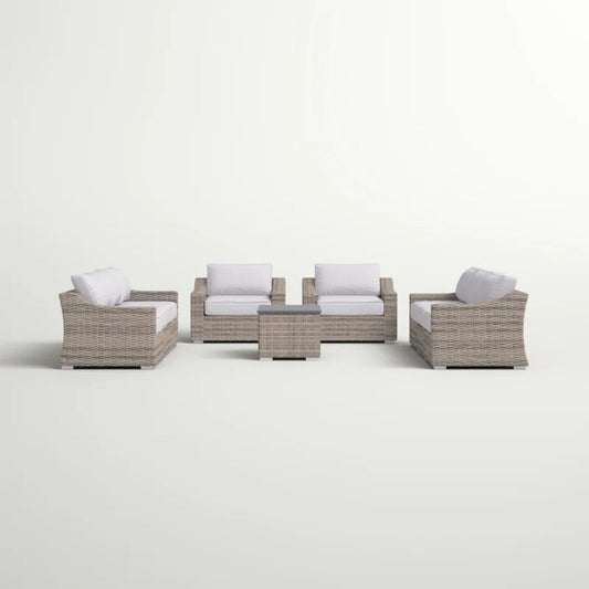 All Weather Wicker 8 Piece Patio Sectional Set With Cushions Modular Design - Gray Mix